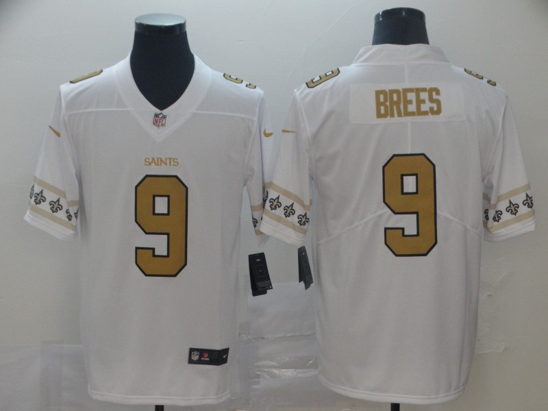 Men's New Orleans Saints Drew Brees #9 White Jersey